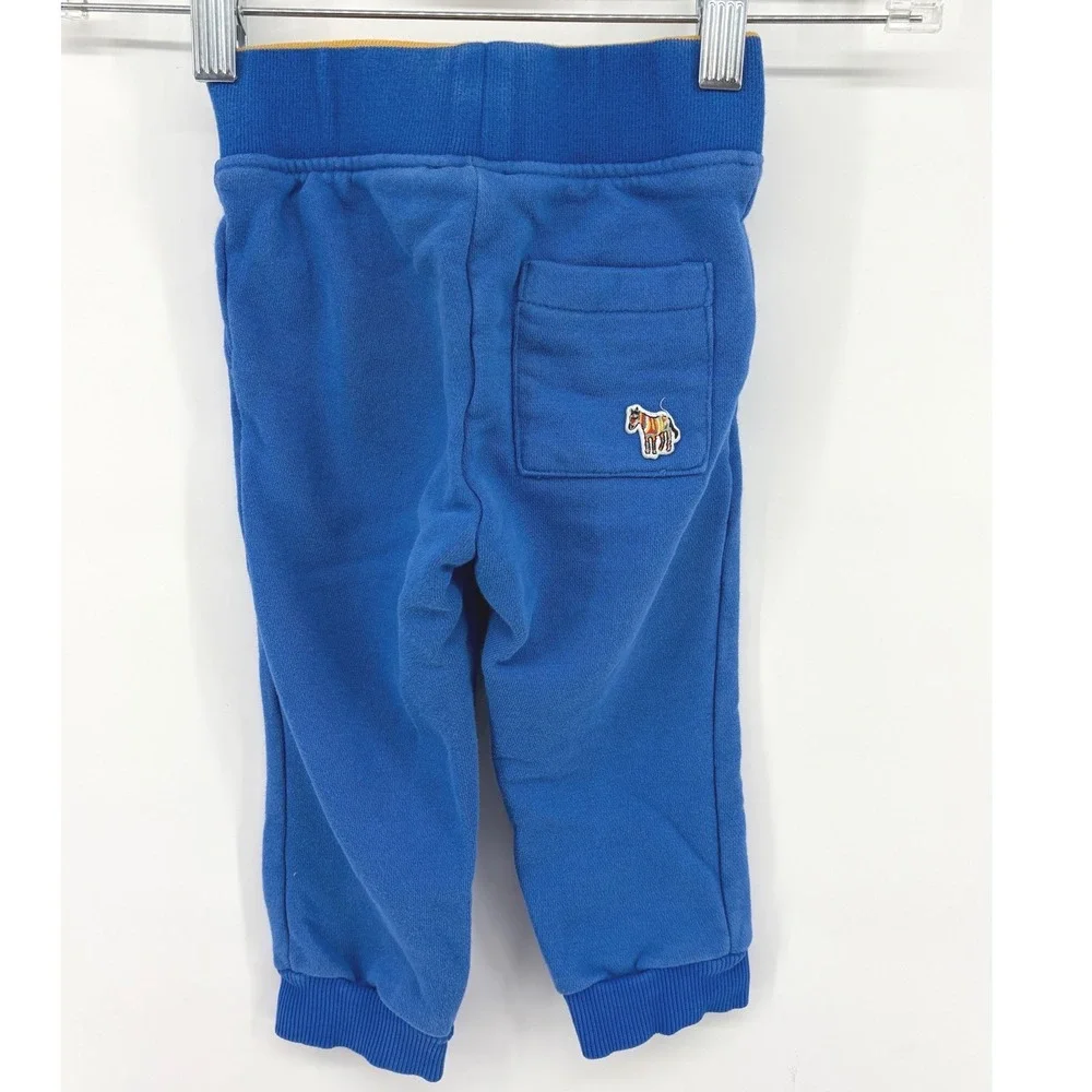 Paul Smith Junior Boys Blue Cotton Fleece Joggers Sweatpants Contrast Waist 2A